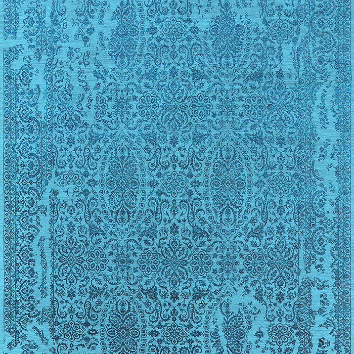 Machine Washable Oriental Light Blue Industrial Rug, wshurb2687lblu