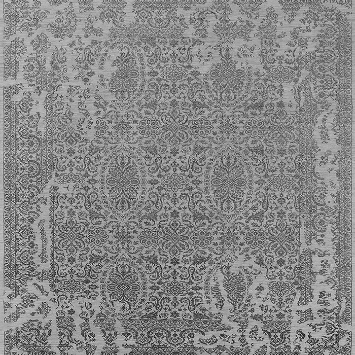 Square Machine Washable Oriental Gray Industrial Rug, wshurb2687gry