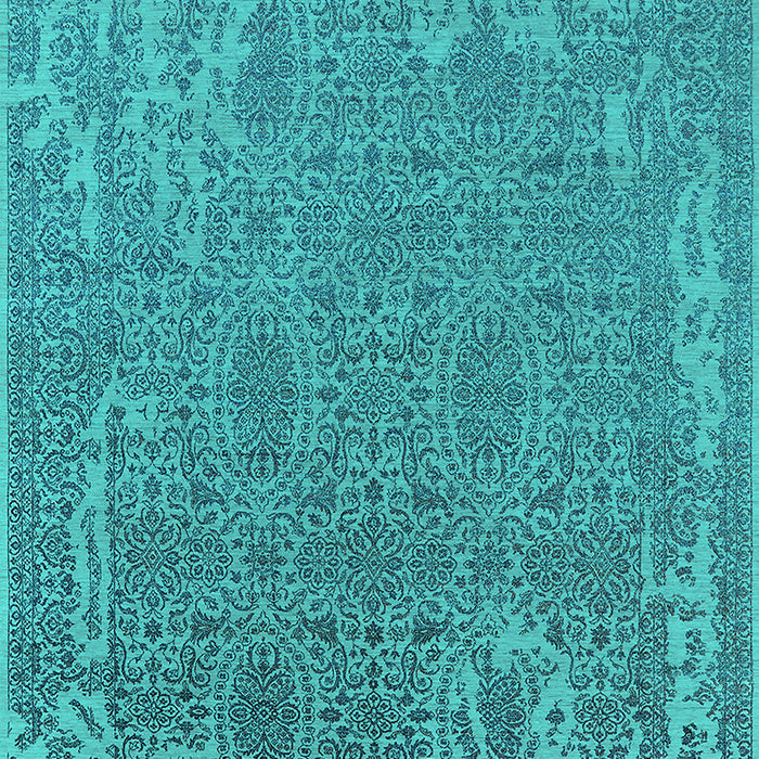 Machine Washable Oriental Turquoise Industrial Area Rugs, wshurb2687turq