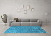 Machine Washable Oriental Light Blue Industrial Rug, wshurb2687lblu