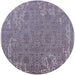 Round Machine Washable Industrial Modern Grape Purple Rug, wshurb2687