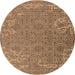 Round Oriental Brown Industrial Rug, urb2687brn