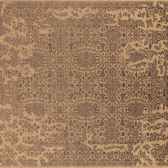 Square Machine Washable Oriental Brown Industrial Rug, wshurb2687brn