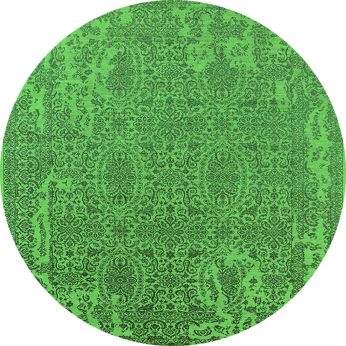 Round Oriental Green Industrial Rug, urb2687grn