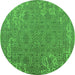 Round Oriental Green Industrial Rug, urb2687grn