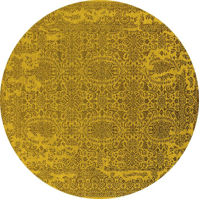 Round Oriental Yellow Industrial Rug, urb2687yw