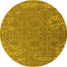 Round Oriental Yellow Industrial Rug, urb2687yw