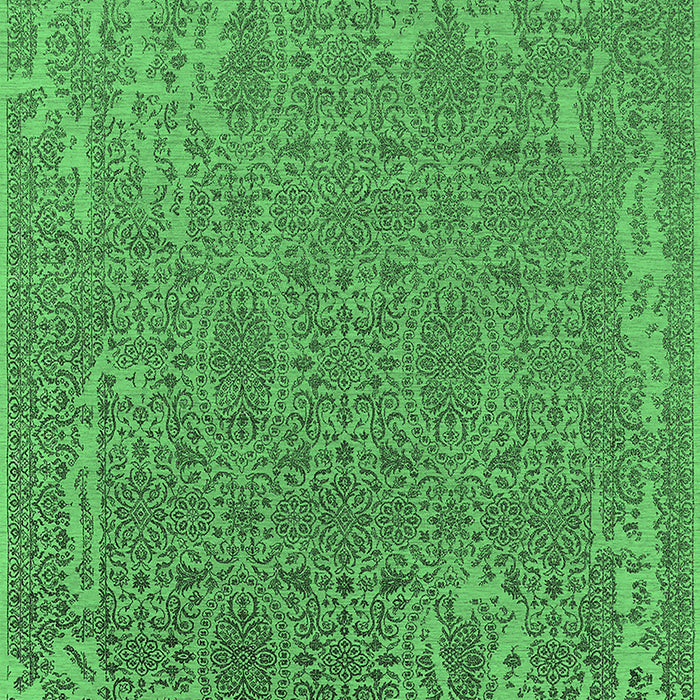 Machine Washable Oriental Emerald Green Industrial Area Rugs, wshurb2687emgrn