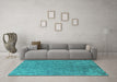 Machine Washable Oriental Turquoise Industrial Area Rugs in a Living Room,, wshurb2687turq