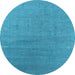 Round Machine Washable Oriental Light Blue Industrial Rug, wshurb2688lblu