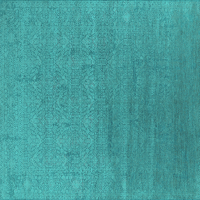 Square Oriental Turquoise Industrial Rug, urb2688turq
