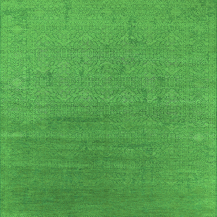 Square Machine Washable Oriental Green Industrial Area Rugs, wshurb2688grn
