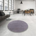 Round Mid-Century Modern Dark Gray Oriental Rug in a Office, urb2688