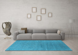 Machine Washable Oriental Light Blue Industrial Rug in a Living Room, wshurb2688lblu