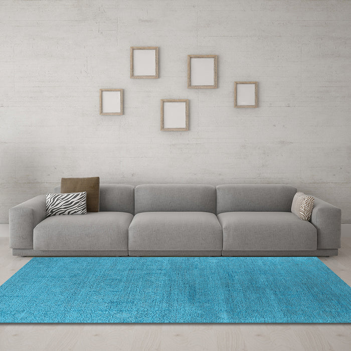 Machine Washable Oriental Light Blue Industrial Rug in a Living Room, wshurb2688lblu
