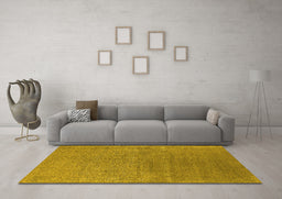 Machine Washable Oriental Yellow Industrial Rug in a Living Room, wshurb2688yw