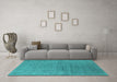 Machine Washable Oriental Turquoise Industrial Area Rugs in a Living Room,, wshurb2688turq