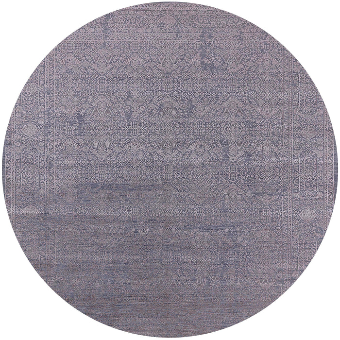 Round Mid-Century Modern Dark Gray Oriental Rug, urb2688