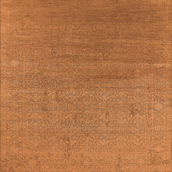 Square Machine Washable Oriental Orange Industrial Area Rugs, wshurb2688org