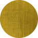 Round Machine Washable Oriental Yellow Industrial Rug, wshurb2688yw