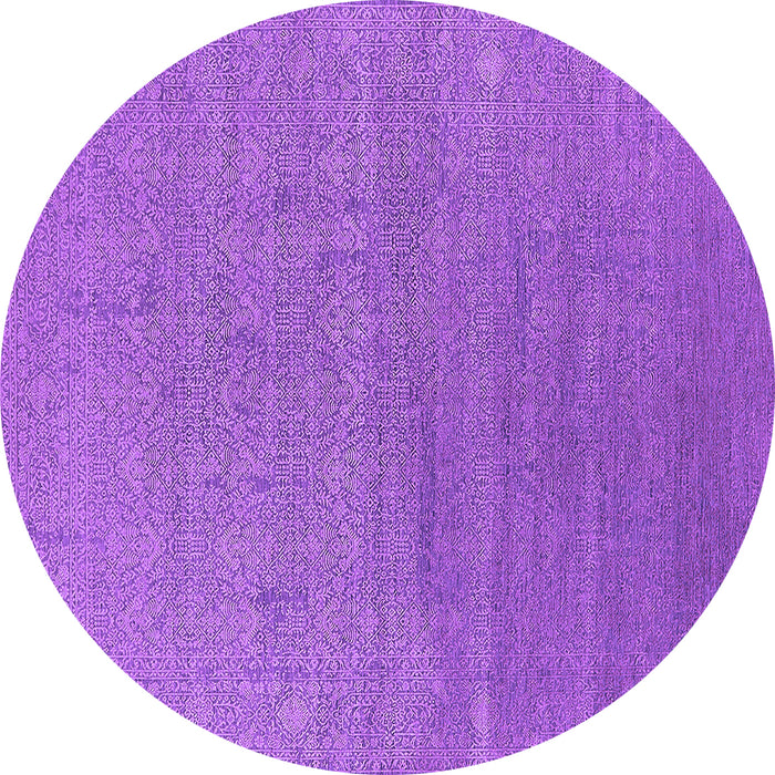 Round Machine Washable Oriental Purple Industrial Area Rugs, wshurb2688pur