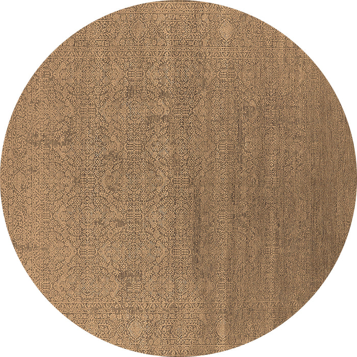 Round Machine Washable Oriental Brown Industrial Rug, wshurb2688brn