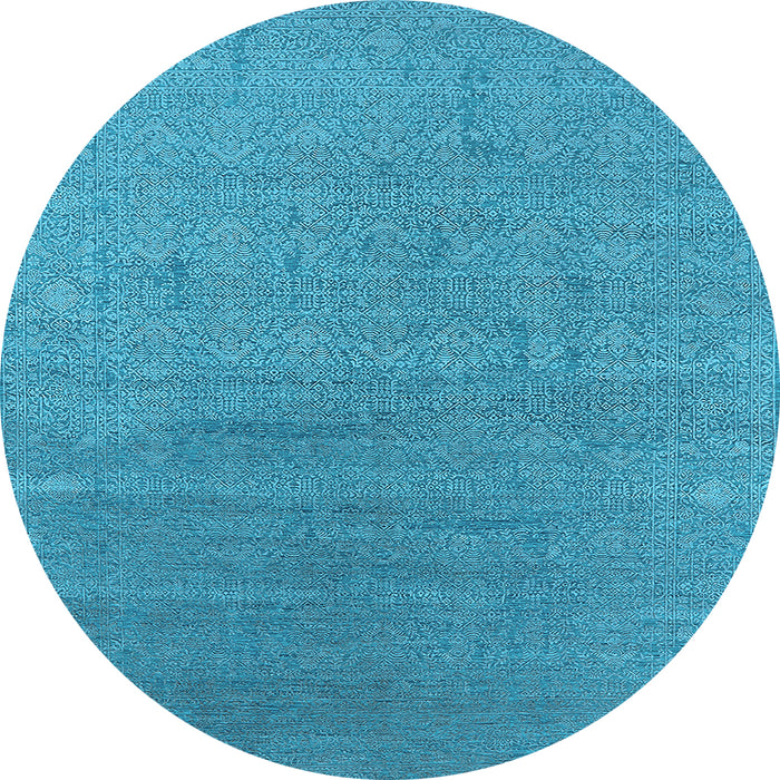 Round Oriental Light Blue Industrial Rug, urb2688lblu