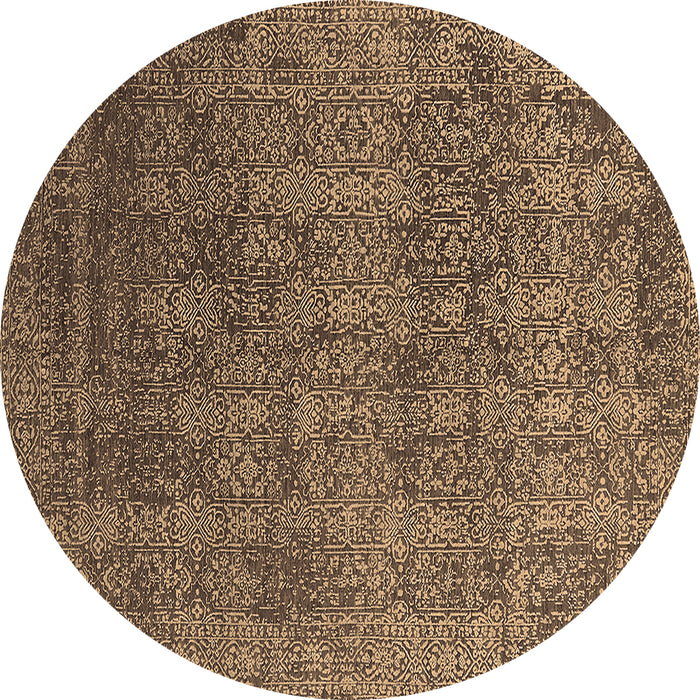 Round Oriental Brown Industrial Rug, urb2689brn
