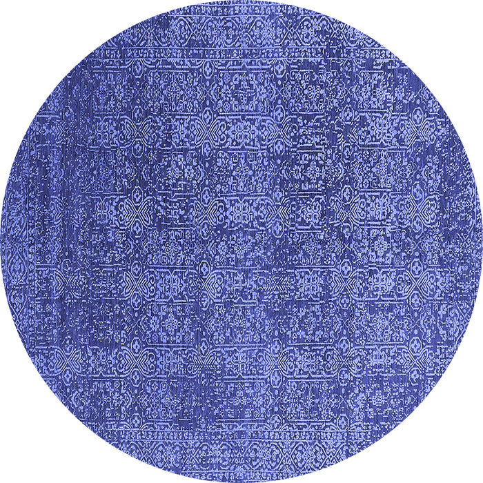 Round Oriental Blue Industrial Rug, urb2689blu