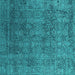 Square Machine Washable Oriental Turquoise Industrial Area Rugs, wshurb2689turq