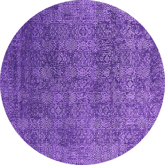 Round Machine Washable Oriental Purple Industrial Area Rugs, wshurb2689pur