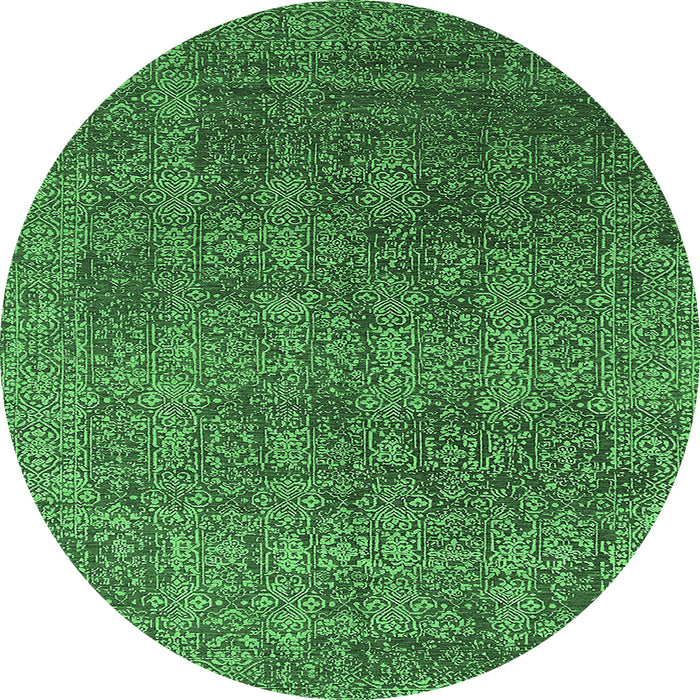 Round Oriental Emerald Green Industrial Rug, urb2689emgrn