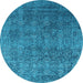 Round Oriental Light Blue Industrial Rug, urb2689lblu