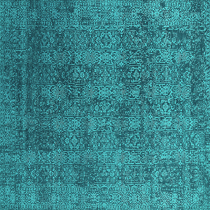 Square Oriental Turquoise Industrial Rug, urb2689turq