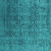 Square Oriental Turquoise Industrial Rug, urb2689turq