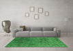 Machine Washable Oriental Green Industrial Area Rugs in a Living Room,, wshurb2689grn