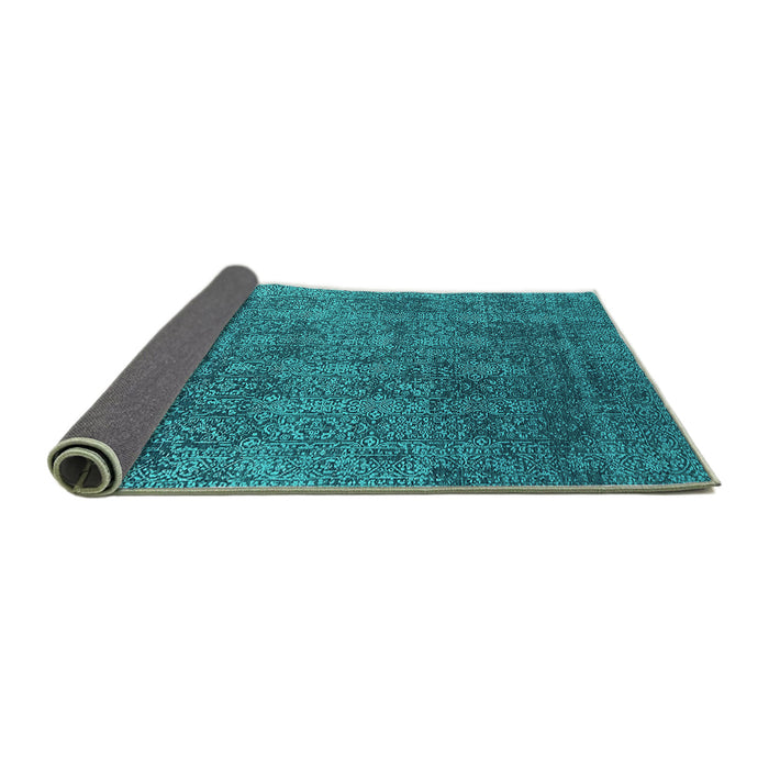 Sideview of Oriental Turquoise Industrial Rug, urb2689turq