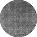 Round Machine Washable Oriental Gray Industrial Rug, wshurb2689gry