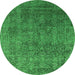 Round Oriental Green Industrial Rug, urb2689grn