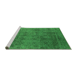 Sideview of Machine Washable Oriental Green Industrial Area Rugs, wshurb2689grn
