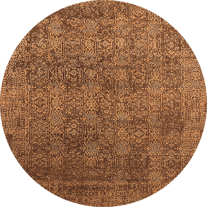 Round Oriental Orange Industrial Rug, urb2689org