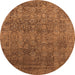 Round Oriental Orange Industrial Rug, urb2689org