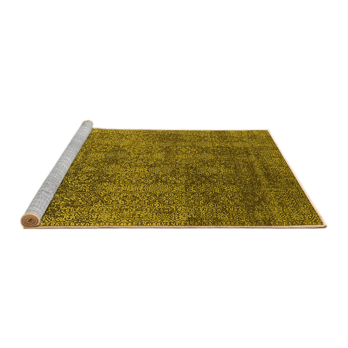 Sideview of Machine Washable Oriental Yellow Industrial Rug, wshurb2689yw