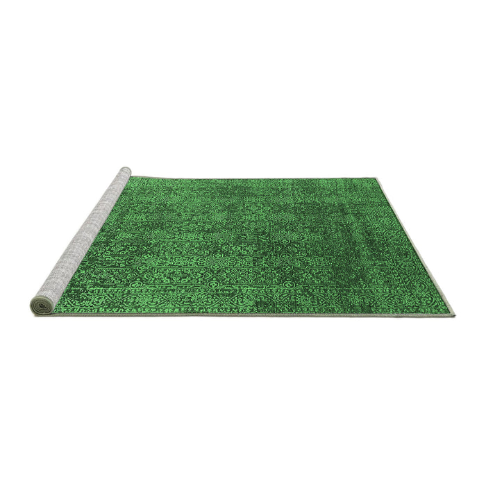 Sideview of Machine Washable Oriental Emerald Green Industrial Area Rugs, wshurb2689emgrn