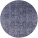 Round Mid-Century Modern Blue Oriental Rug, urb2689