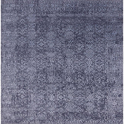 Square Mid-Century Modern Blue Oriental Rug, urb2689