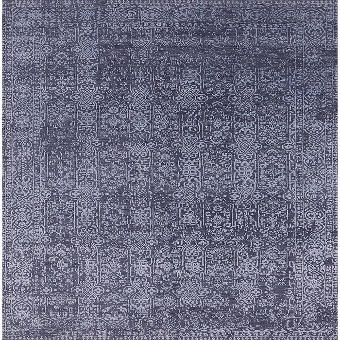 Square Mid-Century Modern Blue Oriental Rug, urb2689
