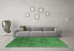 Machine Washable Oriental Emerald Green Industrial Area Rugs in a Living Room,, wshurb2689emgrn