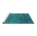 Sideview of Machine Washable Oriental Turquoise Industrial Area Rugs, wshurb2689turq