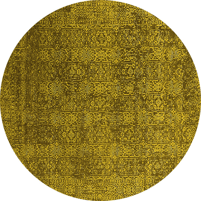 Round Oriental Yellow Industrial Rug, urb2689yw